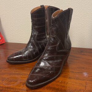 Lucchese Avie Side Zip Booties - NWT - Chocolate